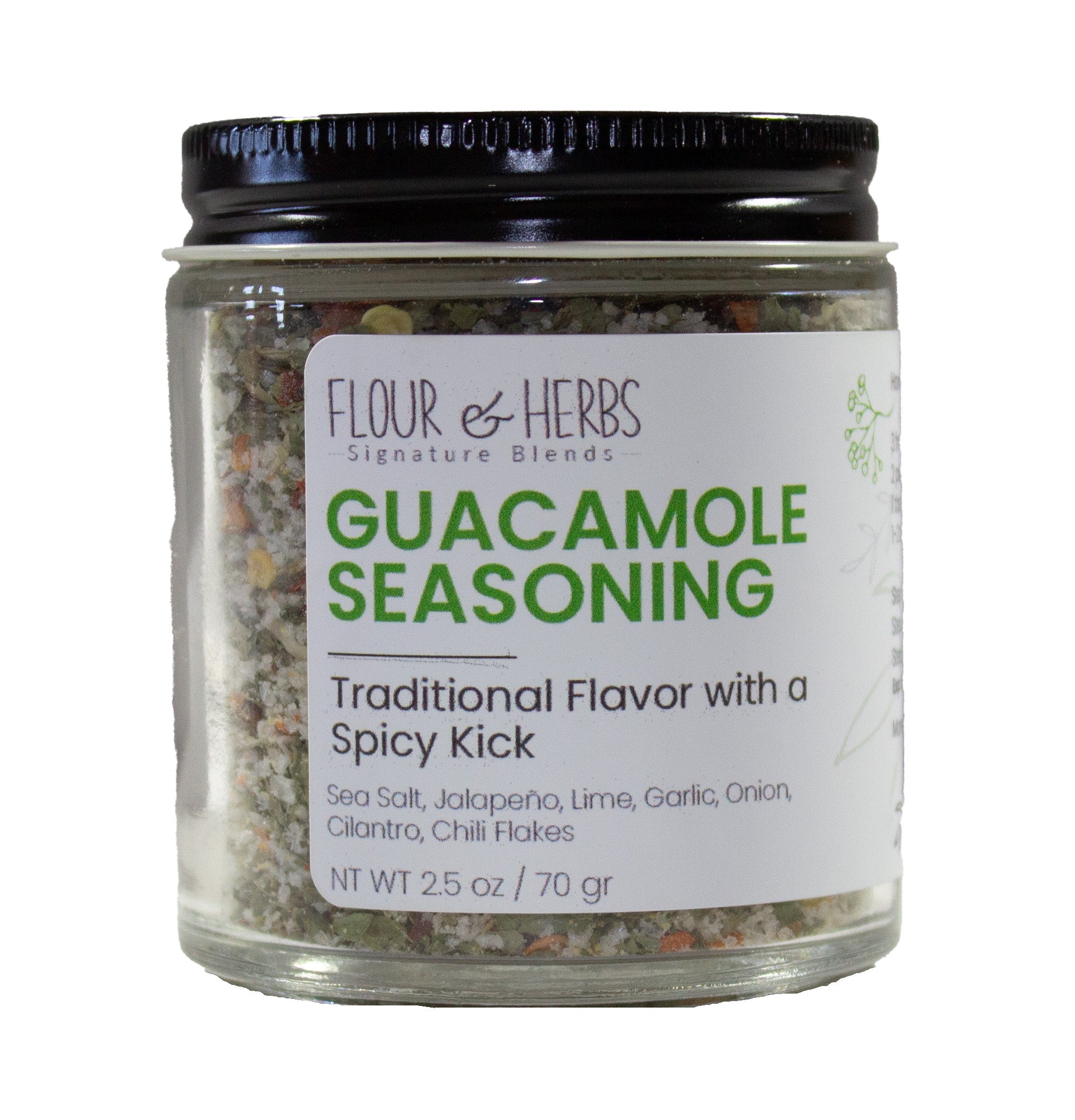 Flour Herbs Guacamole Seasoning 2.5 oz Sohnrey Family Foods